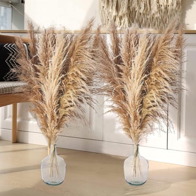 Echte pampasgras droogbloemen 120 cm - 12 stuks - XXL bloemenboeket voor vloervaas - pluizige decoratie bruiloft