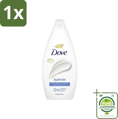 1 x Dove Hydrate - Douchegel - Sulfaatvrij - 250 ml - Douchegel - Hydratatie - Dove - Sulfaatvrij - Zacht