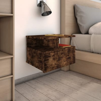 vidaXL - Nachtkastjes - 2 - st - zwevend - 40x31x27 - cm - hout - gerookt - eikenkleurig