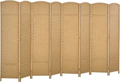 HOMCOM Kamerverdeler Polypropyleen, Grenenhout 320L x 1,6B x 170H cm Natuurlijk Hout