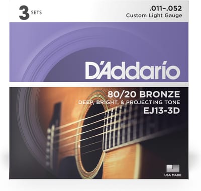 D'Addario EJ13-3D 3-Pack Gitaarsnaren Akoestisch (11-52)