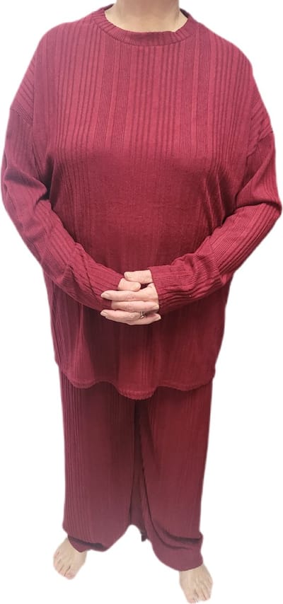 Dames - Huispak - Loungepak - Set 2 delig - Comfy Set - Grote maten - Kleur - Wijnrood - Maat One Size 42 t/m 60
