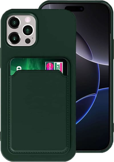 Geschikt voor Apple iPhone 16 Pro Pasjes houder Hoesje Case - Portemonnee Hoesje Cover - Groen