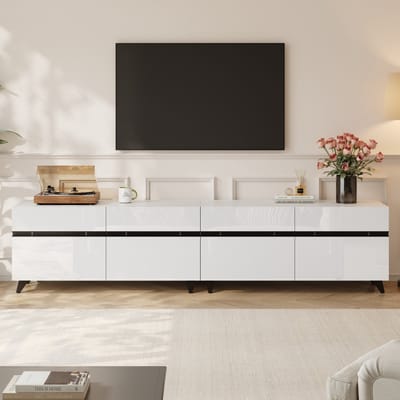 TV-Meubel - 180 x 40 x 49 cm - Hoogglans Lowboard met 4 Kasten - Voor 80 Inch TV