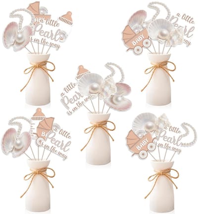 Dailygoods- Parels Tafelstukken 24 Stuks - Baby Douche Decoratie - Parelthema Centerpieces - Tafelversiering - Elegant Ontwerp - Sprankelende Schelpen - Tafeldecoratie