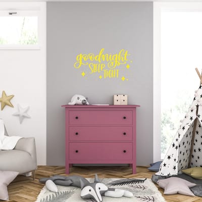 Muursticker - Goodnight Sleep Tight - 58 x 93 - Geel