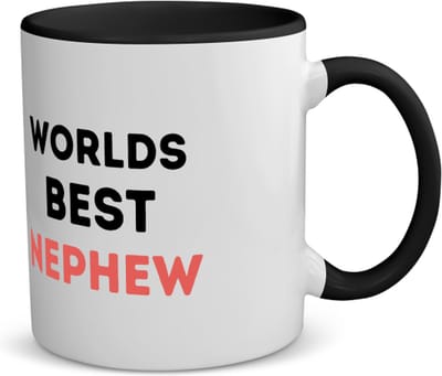 Akyol - worlds best nephew koffiemok - theemok - zwart - Neef - de beste neef - verjaardagscadeau - verjaardag - cadeau - cadeautje voor neef - neef artikelen - kado - geschenk - gift - 350 ML inhoud