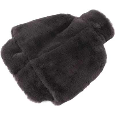 Voeten Warmwaterkruik met Zachte Pluizige Hoes Grijs Rubber Warmwaterzak voor Nek en Schouders Voet black