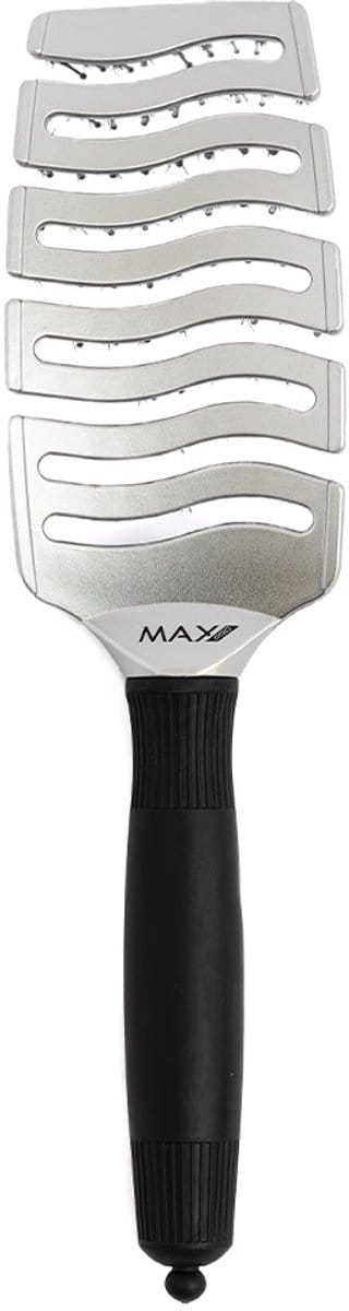 Max Pro Detangler Haarborstel Zilver - Antiklit - Haar borstel - Jongens en meisjes - Comb - Brostel - Zilver - Zwijnenhaar borstel