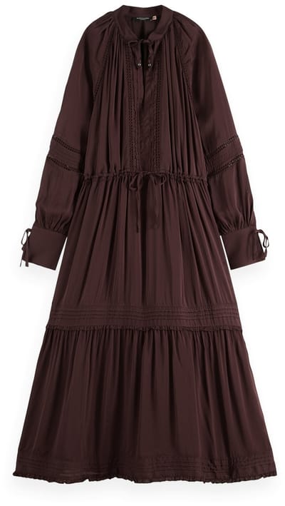 Scotch & Soda Lace Details Lange Jurk Met Lange Mouwen Paars 34 Vrouw