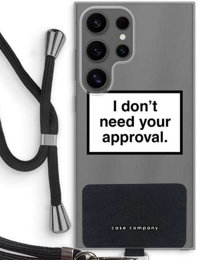 Case Company® - Hoesje met koord geschikt voor Samsung Galaxy S24 Ultra hoesje met Koord - Don't need approval - Telefoonhoesje met Zwart Koord - Bescherming aan alle Kanten en Over de Schermrand