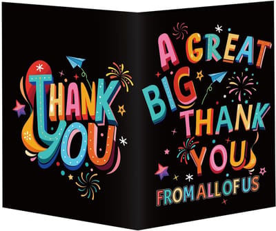 Dailygoods- Bedankkaart Groot 40x27cm - Bedankkaart met Envelop - Jumbo Afscheidsgroetkaart - Bedankcadeau voor Vrouwen/Mannen - Zwart - Uitstekende Materialen - Bedankbrief