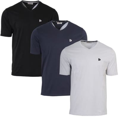 3-Pack Donnay - T-shirt (Berno) - Sportshirt - V-hals shirt - Heren - Black/Navy/Light Grey (747) - maat S