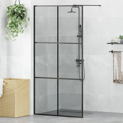 vidaXL - Inloopdouchewand - Zwart - 100 - x - 195 - cm - gehard - glas