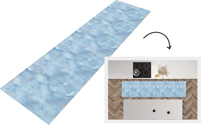 Keukenloper - Loper keuken - Patroon - Waterverf - Blauw - 200x50 cm - Keukenloper vinyl