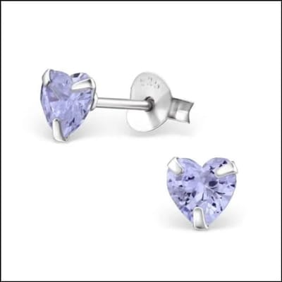 Aramat Jewels | Oorbellen | 925 Zilveren Zirkonia Oorbellen Luxe - Sprankelende Oorstekers | 4mm / Paars | |6mm | Zilver | Kinderen, Volwassenen | Verkleurd niet