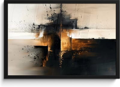 Poster in lijst - Fotolijst 60x40 cm - Posters - Modern - Zwart - Verf - Goud - Posterlijst zwart - Decoratie - Wanddecoratie woonkamer - Muurdecoratie slaapkamer