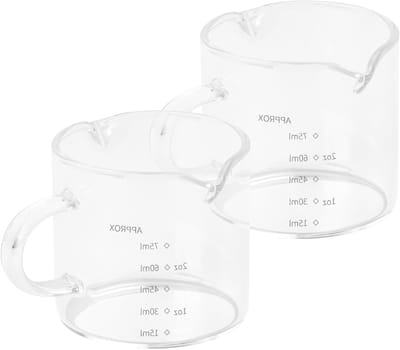 Set van 2 glazen maatbekers voor espresso, hittebestendig, met handvat, ideaal voor koffie, wijn en cocktails