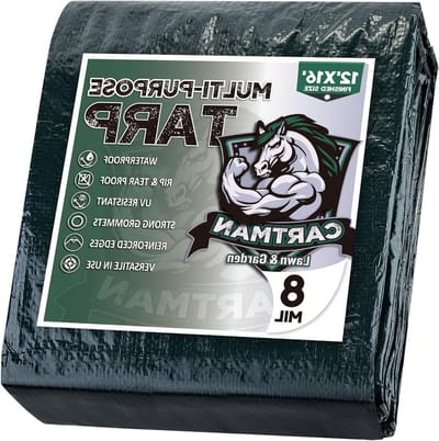 Waterdicht Poly Tarp - Beschermhoes Dekzeil - Buitenbescherming Elementen - Hitteverzegeld Versterkt - 12x16 Voeten - Groen