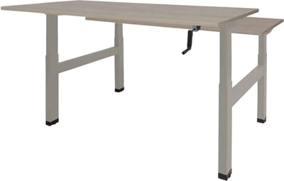 Dextro zit/sta hoogte slinger verstelbare Duo werkplek 2 x 140 x 80 cm, frame wit RAL 9010 blad 25 mm. melamine Honey Castello