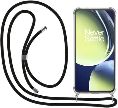 Smartphonica Telefoonhoesje Geschikt voor OnePlus Nord CE 3 Lite met Koord en Stootrand - Hoesje met Telefoonkoord - TPU Backcover Case Shockproof met Lanyard - Transparant geschikt voor OnePlus Nord CE 3 Lite