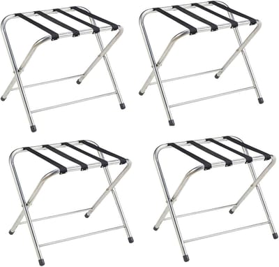 Bagagerek Set - Kofferhouder - Gastvrij Ontvangst - Inklapbaar Stevig Metaal - 4 Stuks - Zilver