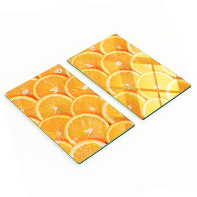 Duurzame en stijlvolle glazen snijplanken met sinaasappelschijfjespatroon, 2x30x52 cm