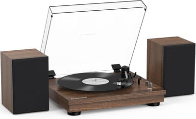 Vintage Vinyl Platenspeler met Bluetooth en 24W Stereo Luidsprekers - Draaibaar voor 33 en 45 Toeren