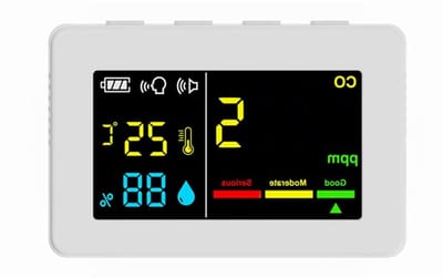 Luchtkwaliteitsmeter 3in1 - CO temperatuur vochtigheid - Binnenlucht Meten - Dubbele Alarmmodi - 84 x 55 x 20 mm - Wit