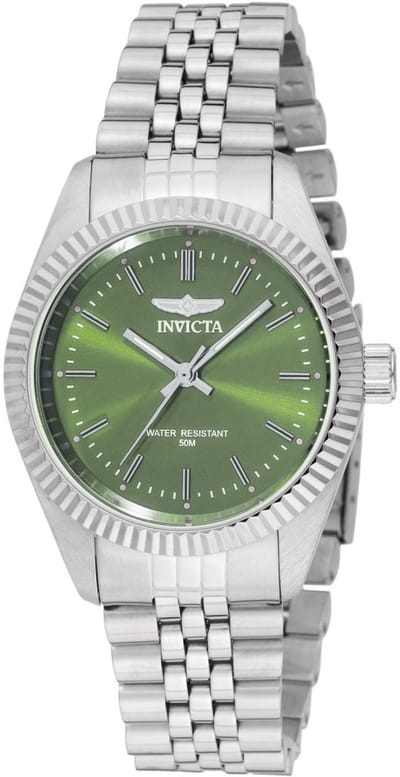 Invicta Specialty 49217 Dames Horloge - Quartz Uurwerk - Roestvrij Staal met groene Wijzerplaat - 36mm
