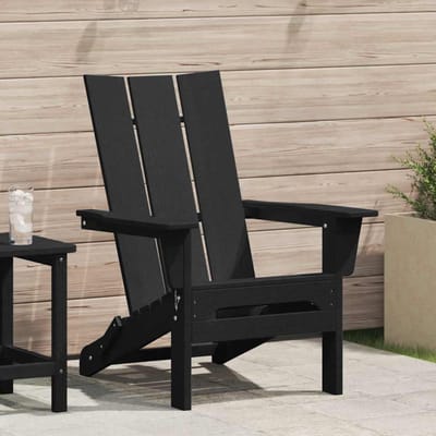 vidaXL - Opvouwbare - Adirondack - Stoel - Zwart - 80,5 - x - 74,5 - x - 92 - cm - HDPE