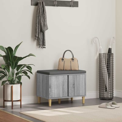 vidaXL - Hallenbank - met - kussen - met - opslag - Grijze - Sonoma - 60 - x - 38 - x - 46 - cm