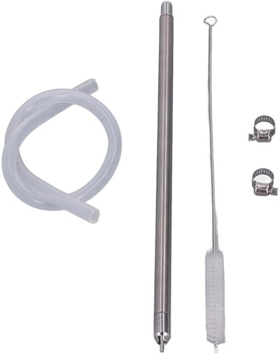 Dailygoods- Flessenvuller met Borstel - Roestvrij Staal - 35,2 cm - Veerbelaste - Afneembare - Duurzaam - Geschikt voor Bier/Wijn - Bottelapparaat