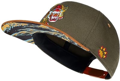 Unisex Snapback Cap met Asian Tiger Design - Verstelbare Baseball Cap in Olijfgroen