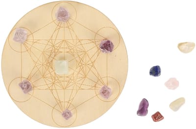 MTTproducts- Chakra Kristallen Helende Stenen Set - Houten Slingerbord - Tumble Stones - Meditatie - Spirituele Genezing - Lichtgewicht en Lasergesneden - Healing Crystals