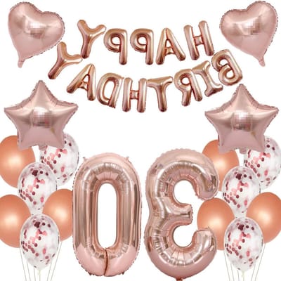 Verjaardags Decoratie Vrouw - Ballon 30e Verjaardag Roségoud Blad - Happy Birthday - 30 Jaar - Roségoud - 30 Jaar .