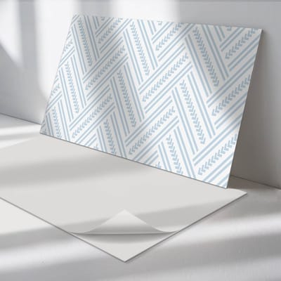 Wallfluent Vinyl Wandpaneel - Zigzagpatroon met lijnen Wandpaneel PVC - 100 cm x 50 cm - Blauw Vinyl Wandpaneel - Set van 1 - Rechthoekig Wandbekleding Vinyl - Patroon Wandpaneel - Zelfklevend Wandpaneel - Wandpaneel Keuken en Badkamer