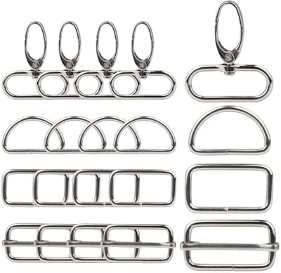 Dailygoods - SWAWIS 70 stuks/40 stuks draaischarnieren, karabijnhaken, 25 mm/32 mm, D-ringen, schuifgespen, rechthoekige ringen, draaibare karabijnhaken, voor tassen, riemen, kostuums, rugzak, hondenriem,