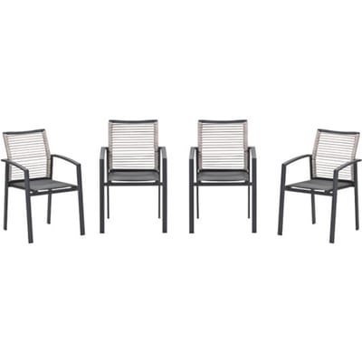Garden Impressions Cosmo tuinstoelen set van 4 – carbon black / rope natural