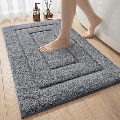 Badmat 40 x 60 cm, Antislip Zacht Badmatten Waterabsorberende, Machinewasbaar Badkamertapijt voor Douche, Bad en Toilet, Grijs