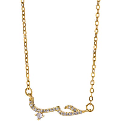 Collier Arabe de Luxe en Zircon pour Femmes Pendentif Lettre d'Amour Acier Inoxydable Couleur Or Chaîne Clavicule Bijou de Couple Cadeau 45cm beige