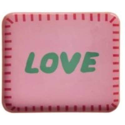 Rice metalen dienblad love, roze, small