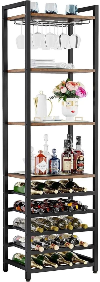 Wijnrek - Kast - Glazen Houder - 9 Laags - Wijnkast - Industriële wijnbarkast - 45 × 35 × 180 cm (L × B × H)