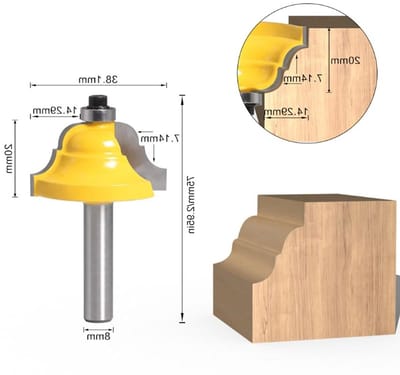 Dubbele Romeinse Ogee Freesbit met 8mm Schacht voor Houtbewerking - Precisie, Duurzaamheid en Veelzijdigheid (8*25.4MM)(8*38.1MM)