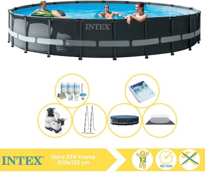 Intex Ultra XTR Frame Zwembad - Opzetzwembad - 610x122 cm - Inclusief Onderhoudspakket en Glasparels