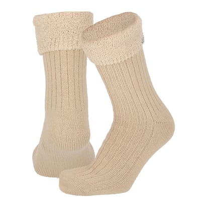 Apollo - Huissokken Dames - Ultra Soft - Sand - One Size - Fluffy sokken - Slofsokken