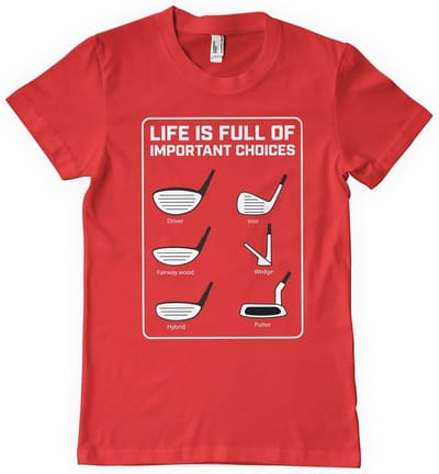 Hybris T-shirt 'Life Is Full Of Important Choices' - rood