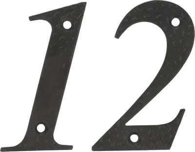 AMIG Huisnummer 12 - massief gesmeed staal - 10cm - incl. bijpassende schroeven - zwart