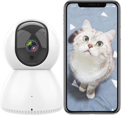 Bewakingscamera met 1080p FHD, Nachtzicht, Bewegingsdetectie en 2-weg Audio - Compatibel met Alexa en Google Home