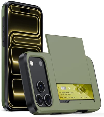 Hoesje Geschikt voor iPhone 17 Pro Hoesje Case Pashouder Hard Cover - Hoes Geschikt voor iPhone 17 Pro Hoesje Met Kaarthouder - Donkergroen